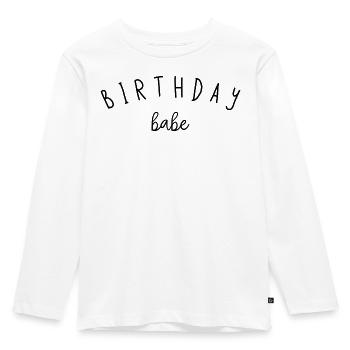 Geburtstags-Babe - Kinder Premium Bio Langarmshirt - Weiß - Vorne - AI Model Kid Female (0cm)