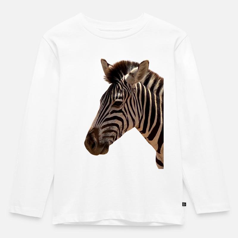 Zebra Kopf - Kinder Premium Bio Langarmshirt - Weiß