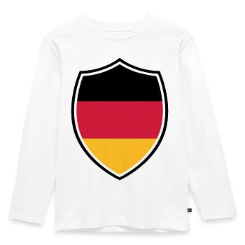 Deutschland Wappen Flagge - Germany Fussball Team - Kinder Premium Bio Langarmshirt - Weiß - Vorne - AI Model Kid Female (0cm)