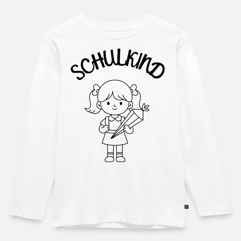 Schulkind Mädchen Einschulung Schultüte - Kinder Premium Bio Langarmshirt - Weiß