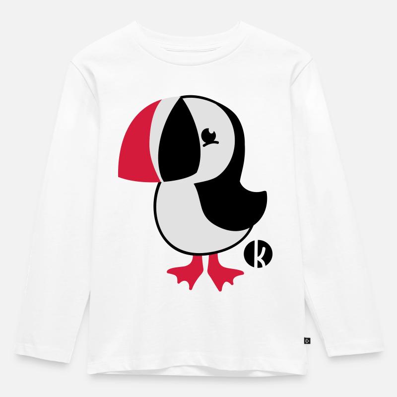 Papageitaucher - Puffin - Kinder Premium Bio Langarmshirt - Weiß