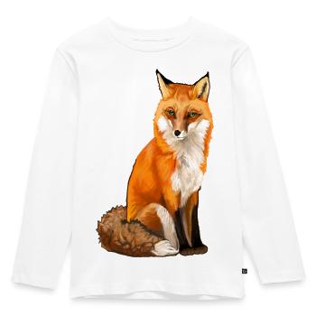 vos - Kinderen Premium Bio shirt met lange mouwen - wit - Voor - AI Model Kid Female (0cm)