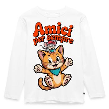 Freunde für immer Kätzchen und Maus - Kinder Premium Bio Langarmshirt - Weiß - Vorne - AI Model Kid Female (0cm)