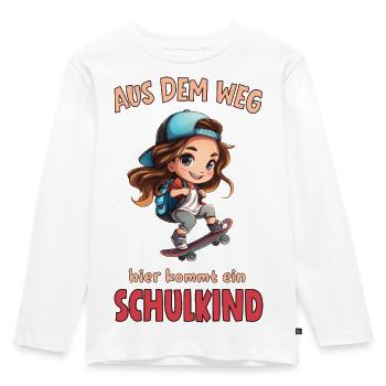 Schulkind Skateboard Cartoon Mädchen - Kinder Premium Bio Langarmshirt - Weiß - Vorne - AI Model Kid Female (0cm)
