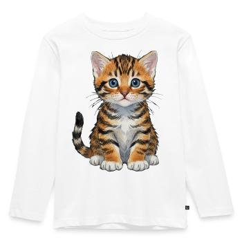 Katzenbaby aquarell getigertes Kätzchen Geschenk  - Kinder Premium Bio Langarmshirt - Weiß - Vorne - AI Model Kid Female (0cm)