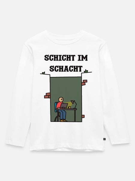 SCHICHT IM SCHACHT - Kinder Premium Bio Langarmshirt - Weiß