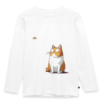 Katze vs. Spinne - Kinder Premium Bio Langarmshirt - Weiß - Vorne - AI Model Kid Female (0cm)