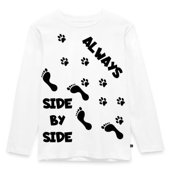 Side by side with dog * - Kids' Premium Longsleeve Shirt - white - Front - AI Model Kid Female (0cm)