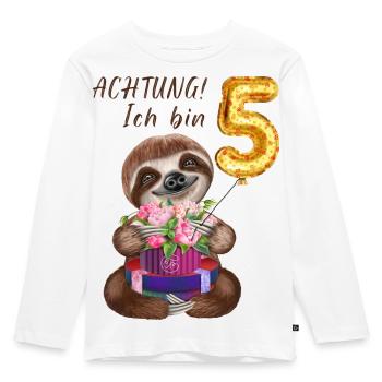 Ich bin Fünf Faultier zum 5. Geburtstag - Kinder Premium Bio Langarmshirt - Weiß - Vorne - AI Model Kid Female (0cm)
