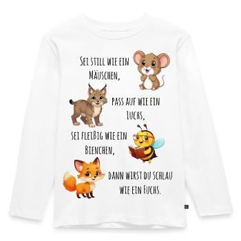 Waldfreunde Lernspruch für den Schulanfang 2026 - Kinder Premium Bio Langarmshirt - Weiß - Vorne - AI Model Kid Female (0cm)