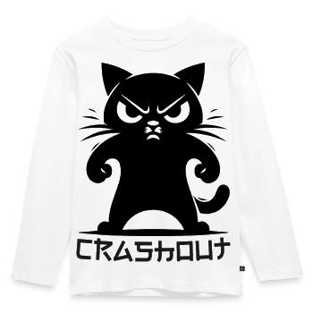 Crashout Katze – Wütige Katze Trend Design - Kinder Premium Bio Langarmshirt - Weiß - Vorne - AI Model Kid Female (0cm)
