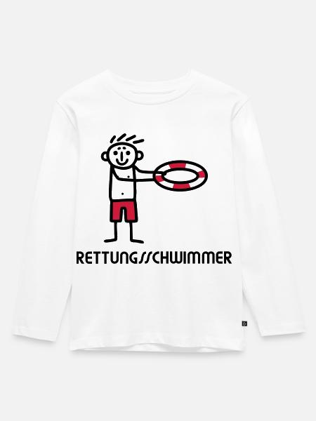 Strichmännchen Rettungsschwimmer - V2 - Kinder Premium Bio Langarmshirt - Weiß