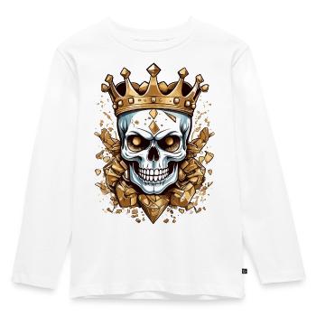 Totenkopf, mit goldener Krone - Kinder Premium Bio Langarmshirt - Weiß - Vorne - AI Model Kid Female (0cm)