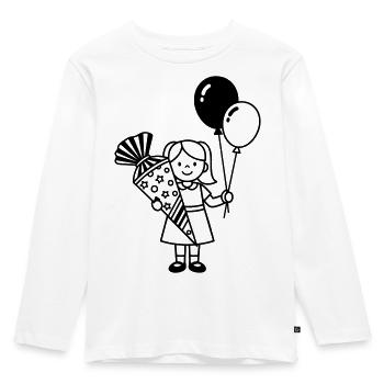 Einschulung Mädchen mit Schultüte - Kinder Premium Bio Langarmshirt - Weiß - Vorne - AI Model Kid Female (0cm)