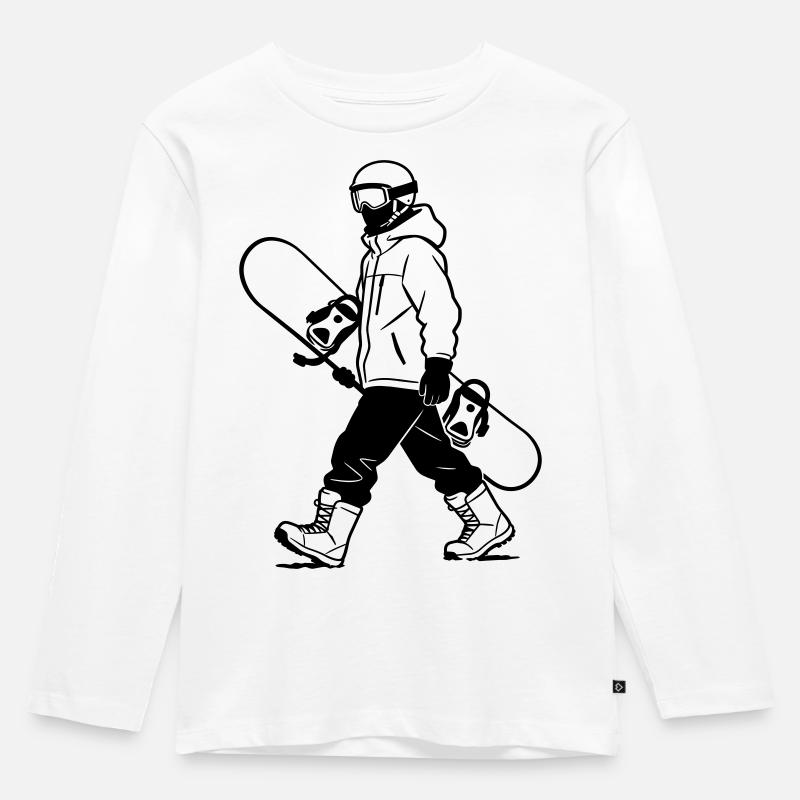 Snowboarder - Kinder Premium Bio Langarmshirt - Weiß