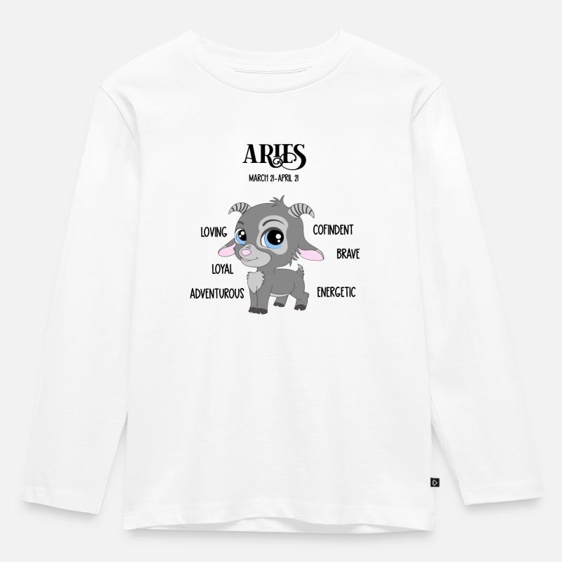 Baby Widder Sternzeichen Jungen - Kinder Premium Bio Langarmshirt - Weiß