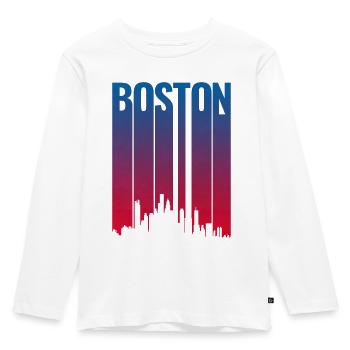 Boston Skyline Gradient Night - Kinder Premium Bio Langarmshirt - Weiß - Vorne - AI Model Kid Female (0cm)