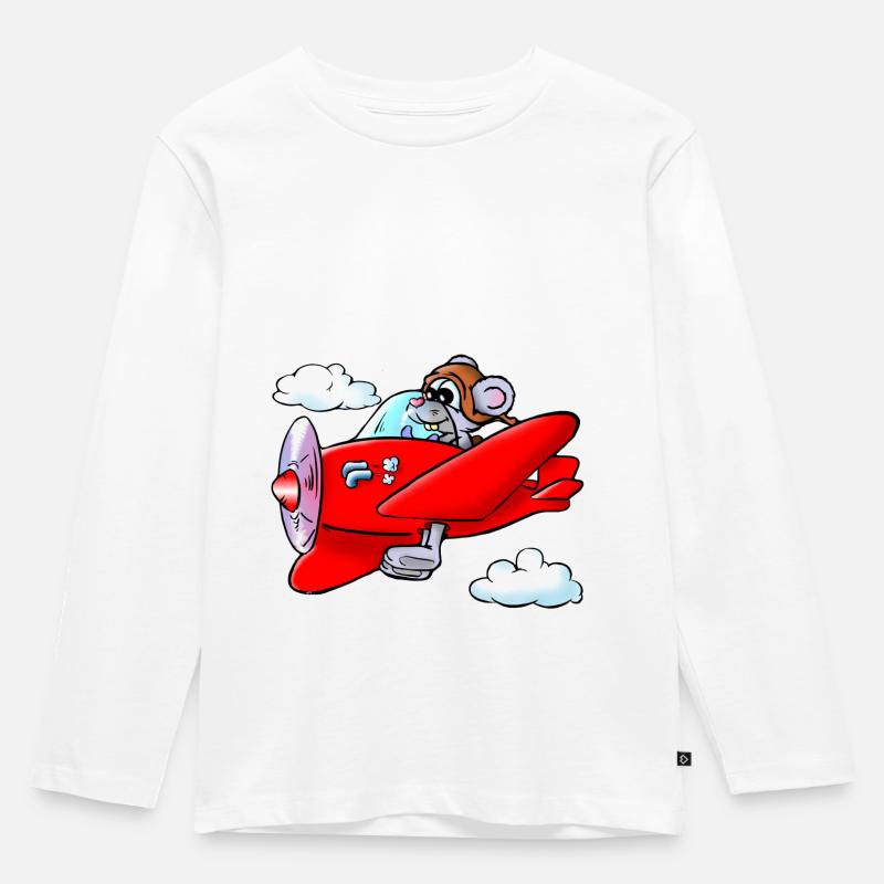 Flugmaus - Kinder Premium Bio Langarmshirt - Weiß