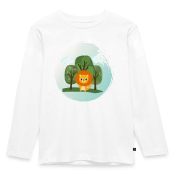 Löwen in der Wildnis - Kinder Premium Bio Langarmshirt - Weiß - Vorne - AI Model Kid Female (0cm)