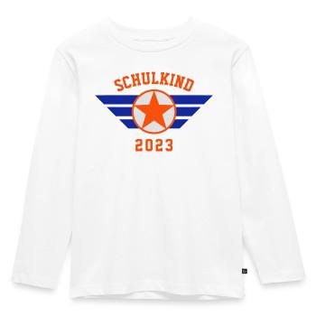 SCHULKIND 2023 - EINSCHULUNG - ERSTER SCHULTAG - Kinder Premium Bio Langarmshirt - Weiß - Vorne - AI Model Kid Female (0cm)