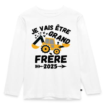 Je vais être grand frère 2025 annonce naissance - T-shirt manches longues Premium Enfant - blanc - Devant - AI Model Kid Female (0cm)
