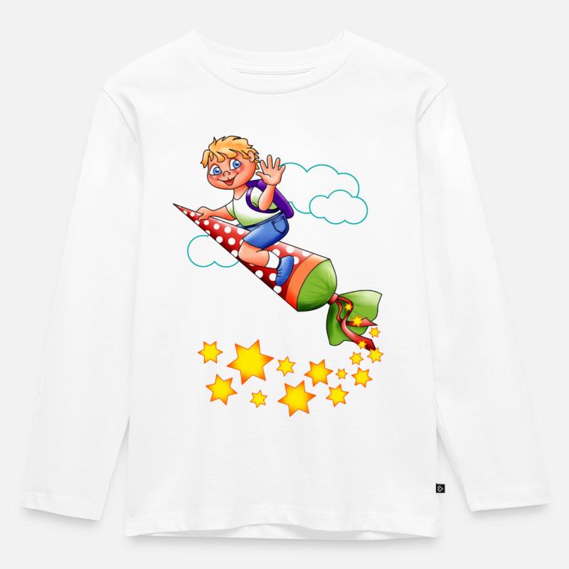 Einschulung Junge - Kinder Premium Bio Langarmshirt - Weiß