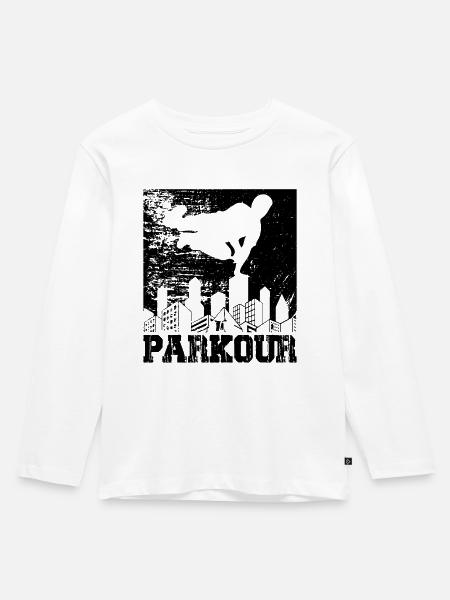 Parkour - Kinder Premium Bio Langarmshirt - Weiß