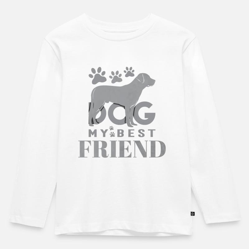 Cane il mio migliore amico - Maglia a maniche lunghe ecologica premium per bambini - bianco