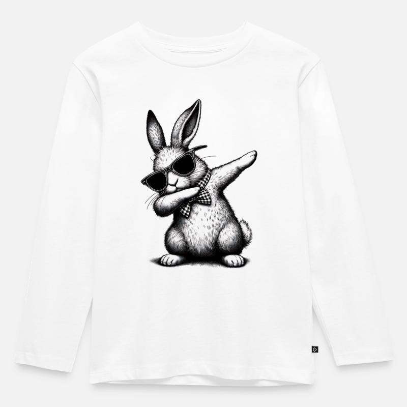 Floss Dance Bunny - Kinder Premium Bio Langarmshirt - Weiß