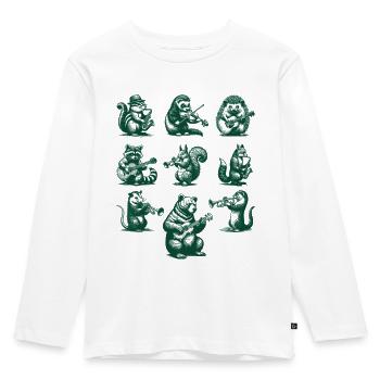 Waldtiere spielen Instrumente Musikliebhaber - Kinder Premium Bio Langarmshirt - Weiß - Vorne - AI Model Kid Female (0cm)