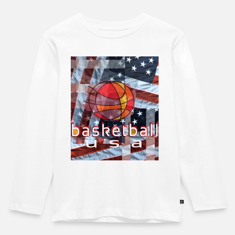 basketball - Kinder Premium Bio Langarmshirt - Weiß