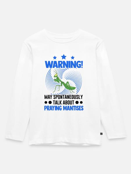 Gottesanbeterin Mantis Fangschrecke - Kinder Premium Bio Langarmshirt - Weiß