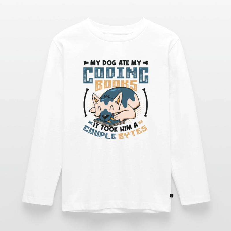 Dog Bytes Code Computer Joke Programming Kids' Premium Longsleeve Shirt