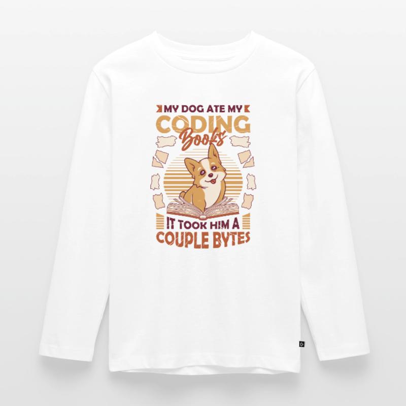 Hund Bytes Code Computer Witz Programmierung Kinder Premium Bio Langarmshirt