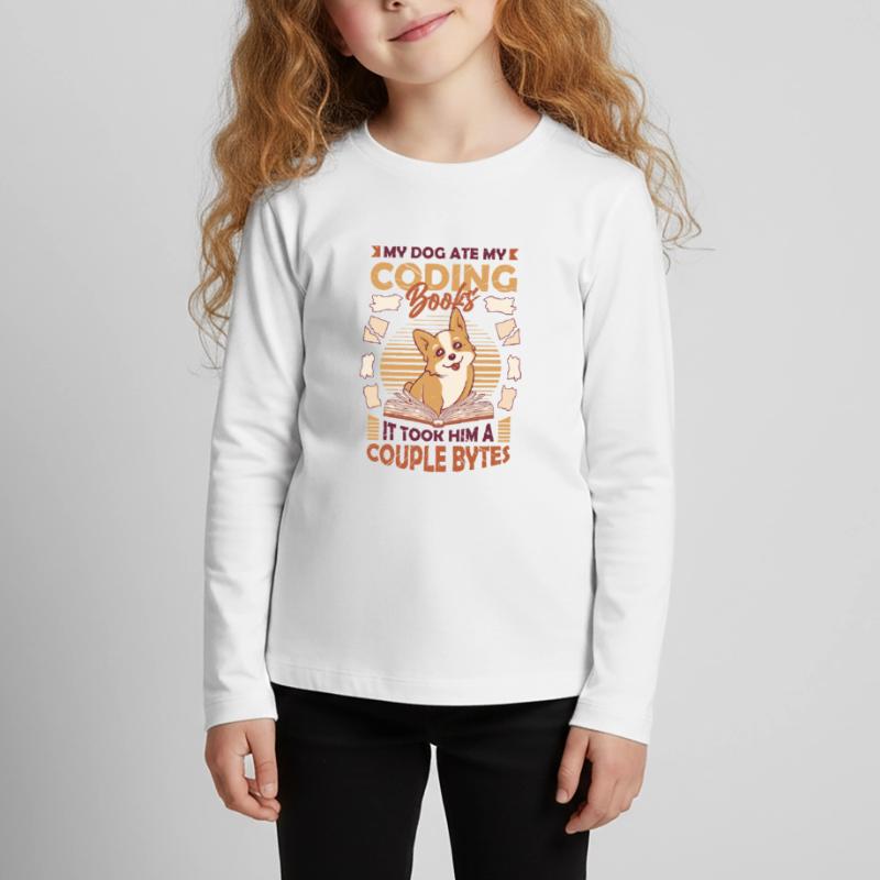 Hund Bytes Code Computer Witz Programmierung Kinder Premium Bio Langarmshirt