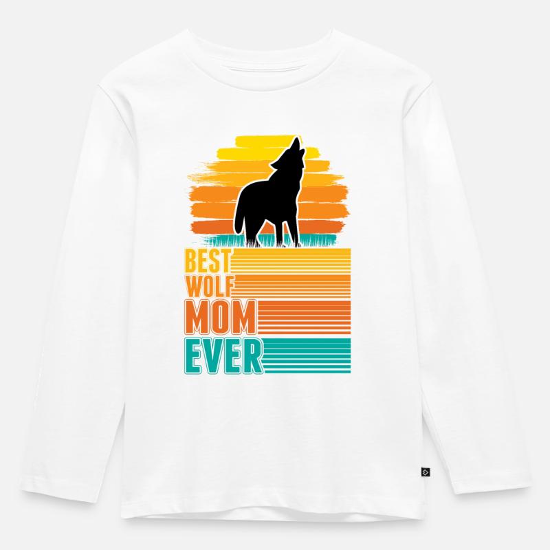 Best Wolf Mom Ever Wolf Mama - Kinder Premium Bio Langarmshirt - Weiß