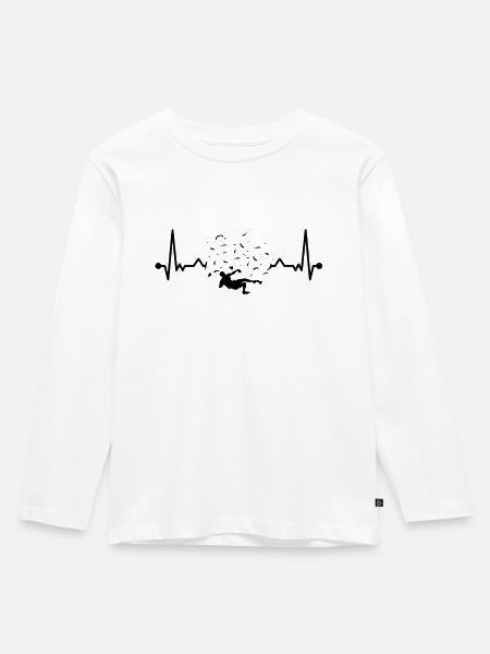 Bouldern Boulderer Herzschlag - Kinder Premium Bio Langarmshirt - Weiß