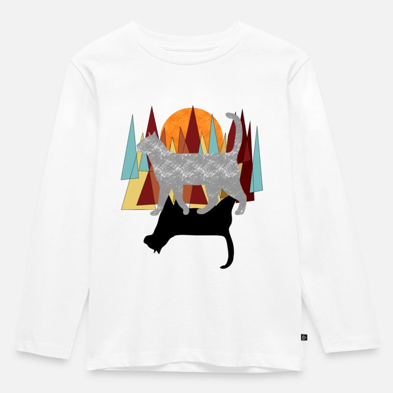 Katze - Kinder Premium Bio Langarmshirt - Weiß