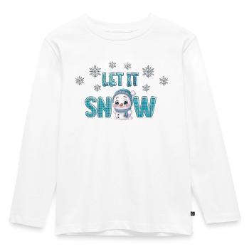 Lass es schneien, blauer Schneemann - Kinder Premium Bio Langarmshirt - Weiß - Vorne - AI Model Kid Female (0cm)