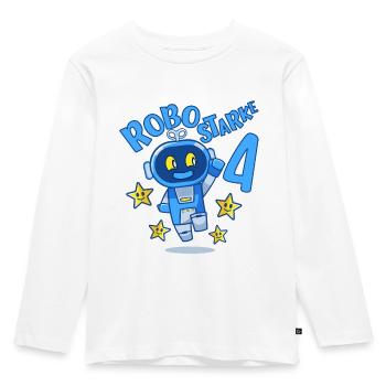 Roboter Geburtstagsmotiv 4 Jahre Jungen Geschenk - Kinder Premium Bio Langarmshirt - Weiß - Vorne - AI Model Kid Female (0cm)