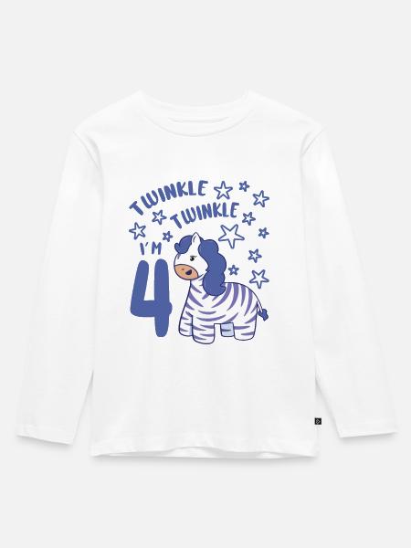 4th Birthday Girl Zebra 4 Years Old Bday Party - Kinder Premium Bio Langarmshirt - Weiß