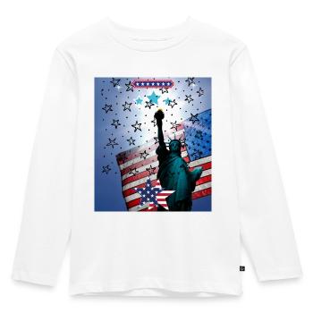 Freiheitsstatue, USA - Kinder Premium Bio Langarmshirt - Weiß - Vorne - AI Model Kid Female (0cm)