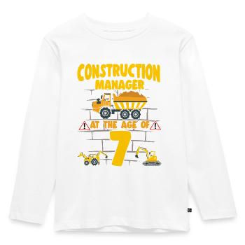 Camion de 7 ans d’âge de la fête de la construction 7e anniversaire - T-shirt manches longues Premium Enfant - blanc - Devant - AI Model Kid Female (0cm)
