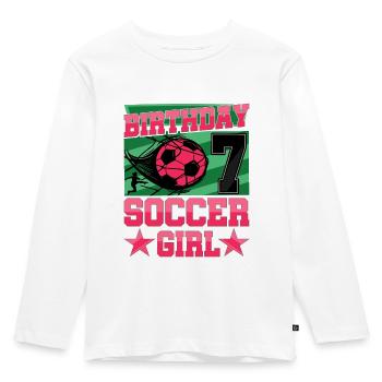 7ème anniversaire Fille Soccer 7 ans Cadeaux - T-shirt manches longues Premium Enfant - blanc - Devant - AI Model Kid Female (0cm)