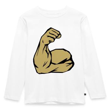 biceps - Kids' Premium Longsleeve Shirt - white - Front - AI Model Kid Female (0cm)