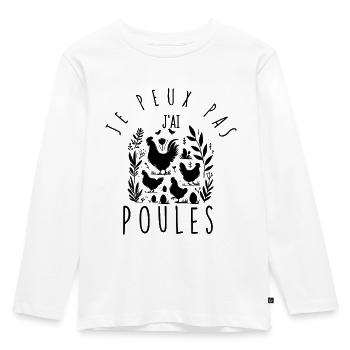 Ich kann nicht, ich habe Hühner. - Kinder Premium Bio Langarmshirt - Weiß - Vorne - AI Model Kid Female (0cm)