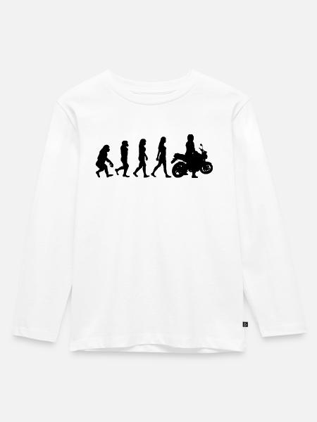 Motorradfahrerin Geschenk - Kinder Premium Bio Langarmshirt - Weiß