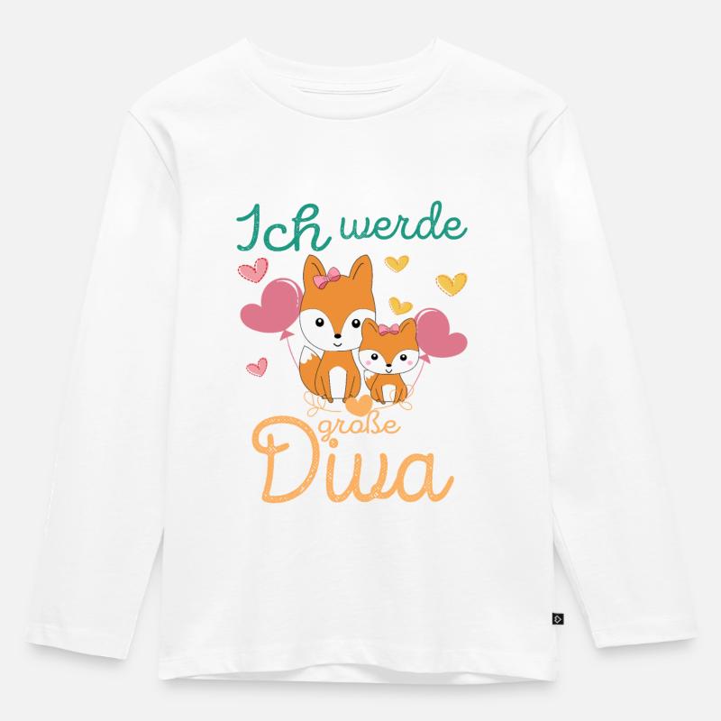 Werde Große Diva Fuchs Schwestern - Kinder Premium Bio Langarmshirt - Weiß