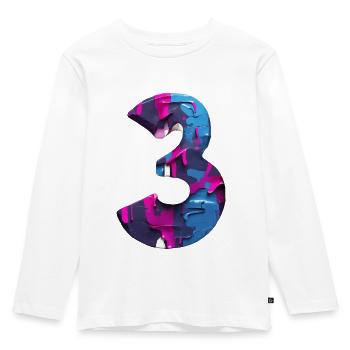 NUMMER 3 NR. 3 COOL 3. GEBURTSTAG - Kinder Premium Bio Langarmshirt - Weiß - Vorne - AI Model Kid Female (0cm)
