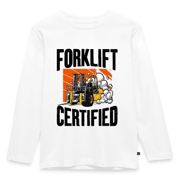 Forklift certified - Kids' Premium Longsleeve Shirt - white - Front - AI Model Kid Female (0cm)